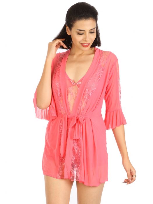 BABYDOLL WITH FLARE SLEEVED ROBE