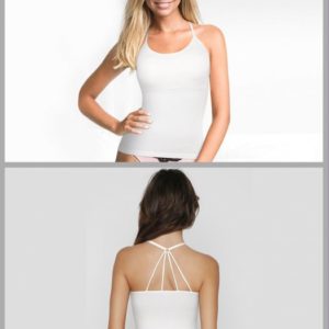 WHITE CAMISOLE STRAPPY BACK SHAPEWEAR WITH REMOVABLE CUPS